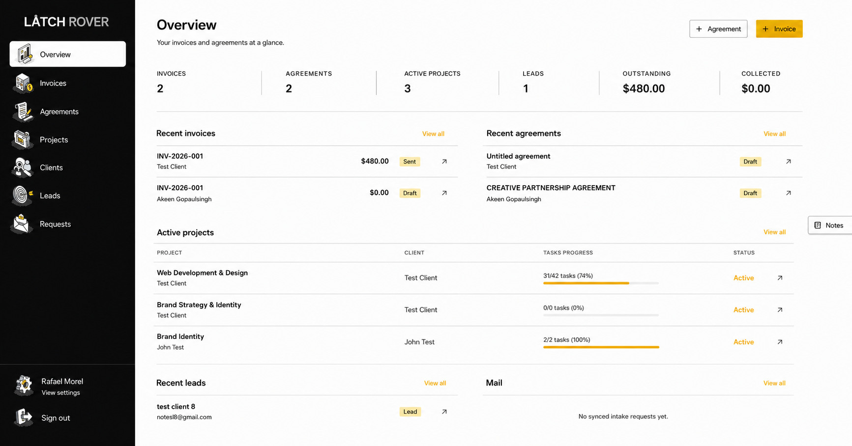 LÅTCH ROVER overview dashboard